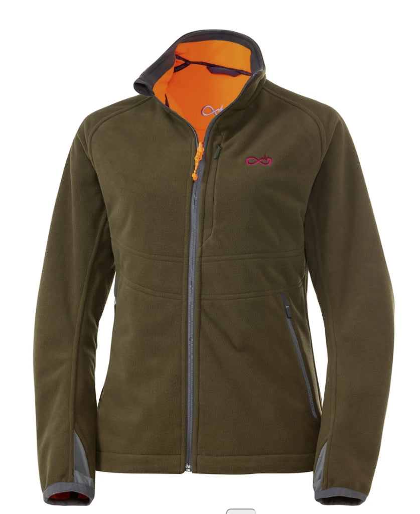 【狩猟生活2024 vo.17掲載】ヘリックス リバーシブル フリース ジャケット / HELIX REVERSIBLE FLEECE JACKET OLIVE/ORANGE（WOMEN)（リバーシブル）