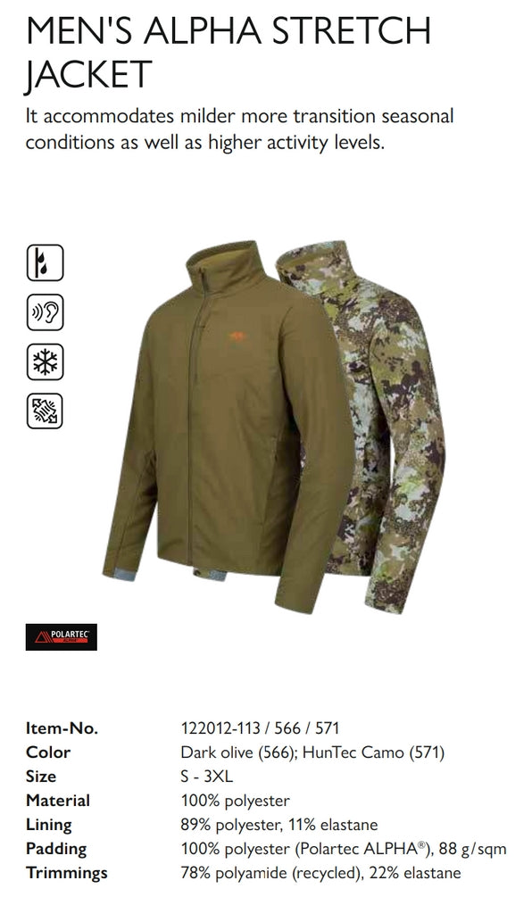 メンズ アルファ ストレッチ ジャケット HunTec Camo / Men’s Alpha Stretch Jacket HunTec Camo